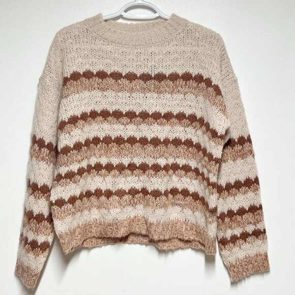 NWT Anthropologie Elsamanda Italy Stripe Chunky Alpaca Wool Blend Sweater M - Picture 1 of 5